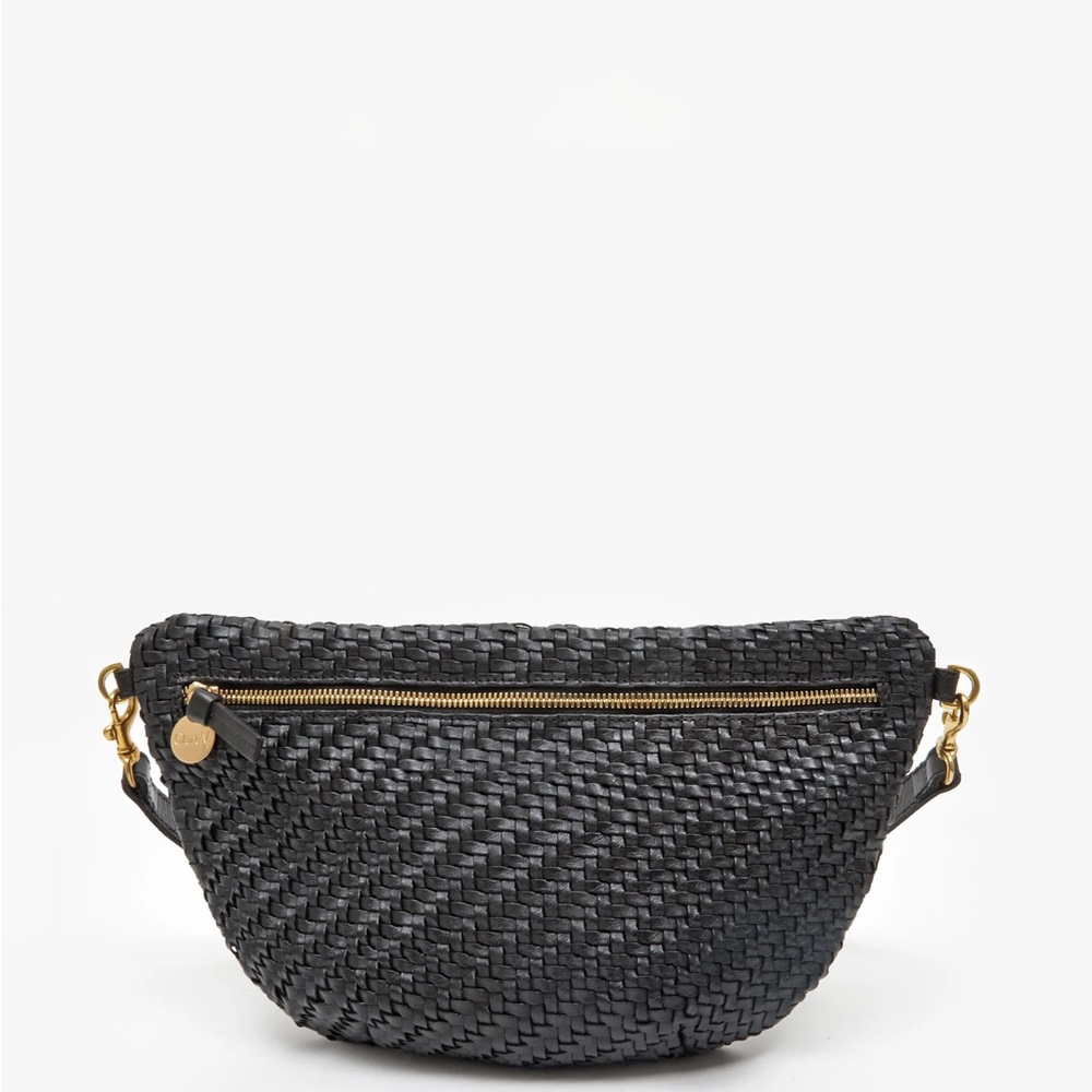 Clare V Grande Fanny - Black Woven Fanny Pack / Belt Bag